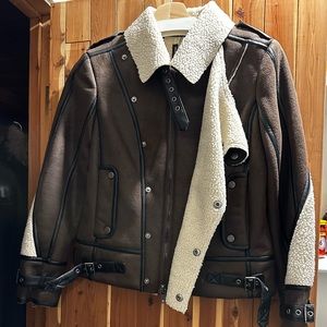 W118 by WALTER BAKER Brown Renee Faux Fur Lined Bomber Jacket | NWOT